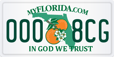 FL license plate 0008CG