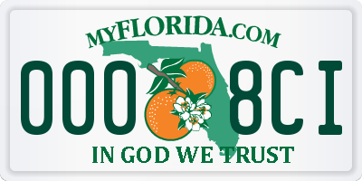 FL license plate 0008CI