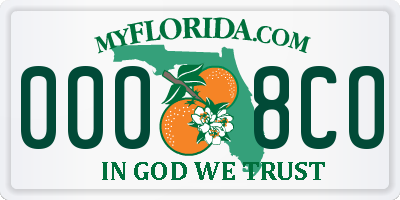 FL license plate 0008CO