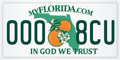 FL license plate 0008CU