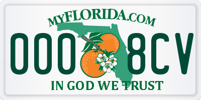 FL license plate 0008CV