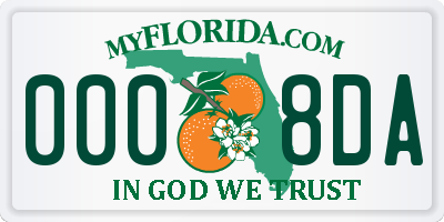 FL license plate 0008DA