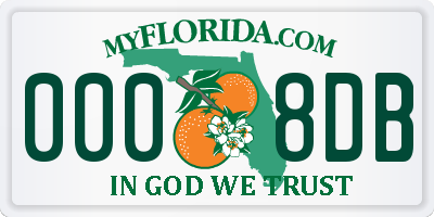 FL license plate 0008DB