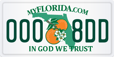 FL license plate 0008DD