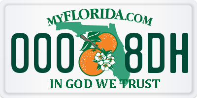 FL license plate 0008DH