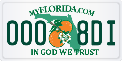 FL license plate 0008DI