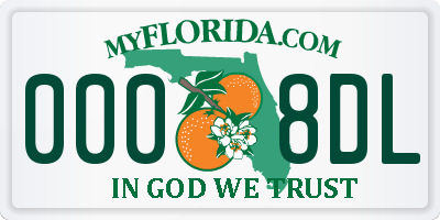 FL license plate 0008DL