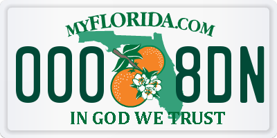 FL license plate 0008DN