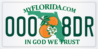 FL license plate 0008DR