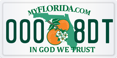 FL license plate 0008DT
