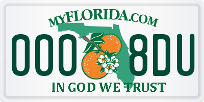 FL license plate 0008DU