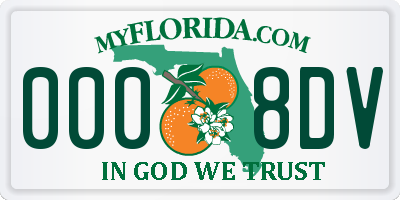 FL license plate 0008DV