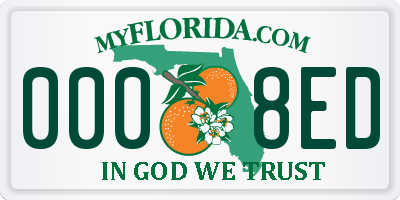 FL license plate 0008ED