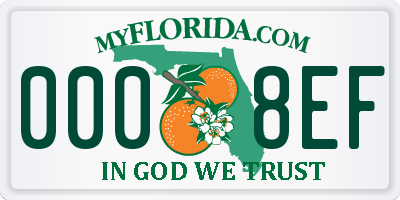 FL license plate 0008EF
