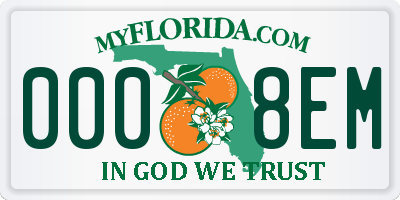 FL license plate 0008EM