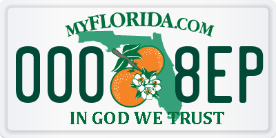 FL license plate 0008EP