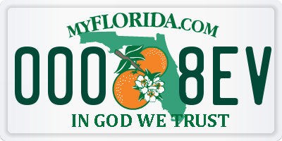 FL license plate 0008EV