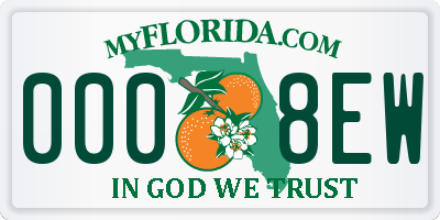 FL license plate 0008EW