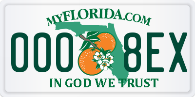 FL license plate 0008EX