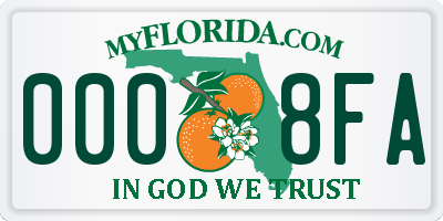 FL license plate 0008FA