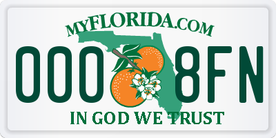 FL license plate 0008FN