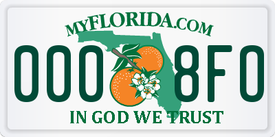 FL license plate 0008FO
