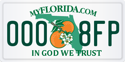 FL license plate 0008FP