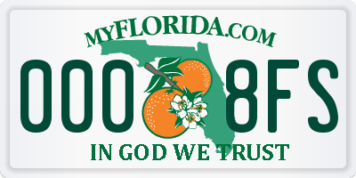 FL license plate 0008FS