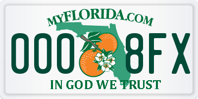 FL license plate 0008FX