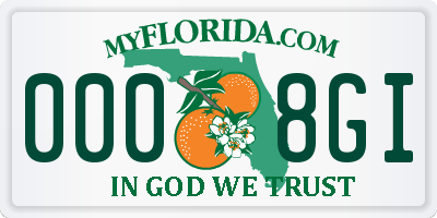 FL license plate 0008GI