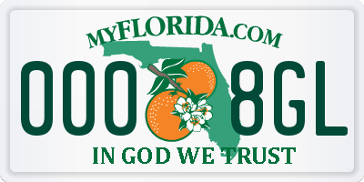 FL license plate 0008GL