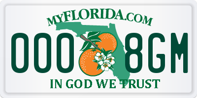 FL license plate 0008GM