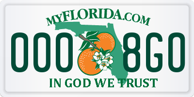 FL license plate 0008GO