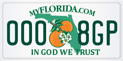 FL license plate 0008GP