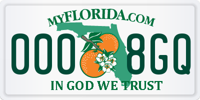 FL license plate 0008GQ