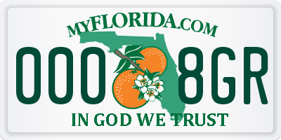 FL license plate 0008GR