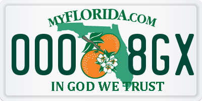 FL license plate 0008GX
