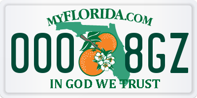 FL license plate 0008GZ