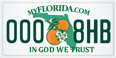 FL license plate 0008HB