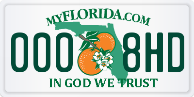 FL license plate 0008HD