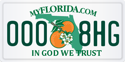 FL license plate 0008HG