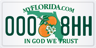 FL license plate 0008HH
