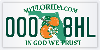 FL license plate 0008HL