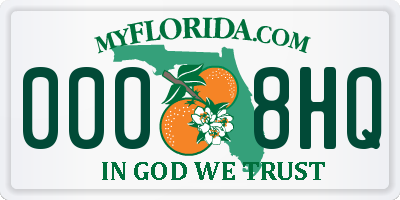 FL license plate 0008HQ