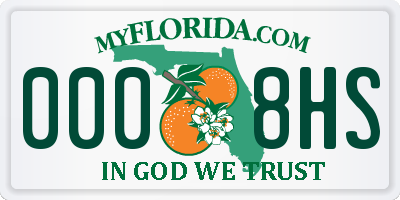 FL license plate 0008HS