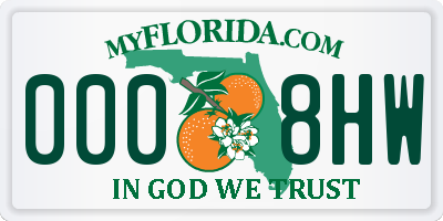 FL license plate 0008HW