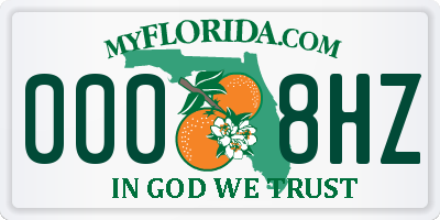 FL license plate 0008HZ