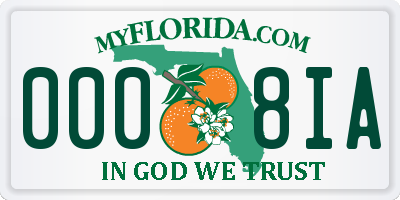 FL license plate 0008IA