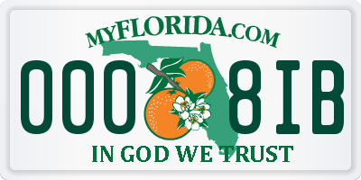 FL license plate 0008IB