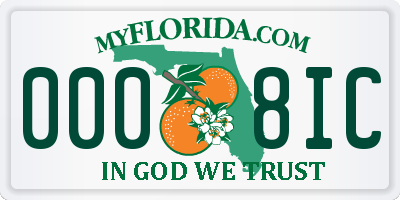 FL license plate 0008IC